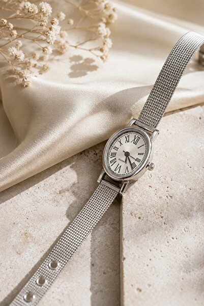 GANYMET Miny Silver Color Straw Cord Women Wristwatch - Oval Case Roman Numer...