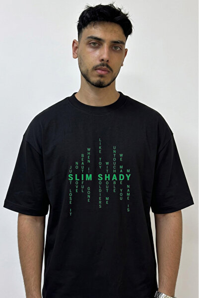 Anetos Slim Shady_9 Σχέδιο με στάμπα, μαύρο μπλουζάκι oversized