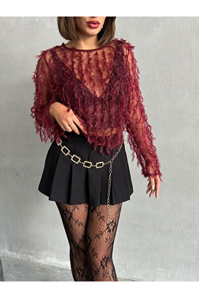 JUSTA Hair Braided Dante Gübür Cotton Blouse - Burgundy