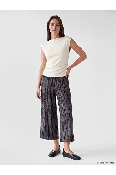 LC Waikiki Peak New Season Elastic Waist Patterned Women's Capri