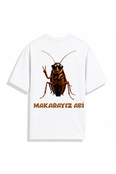 Violon White Makarayız Abi Printed Oversize T-Shirt