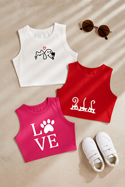 MYADA Askılı Kız Çocuk Tarz 3'lü Crop Set 12417 12416 12418