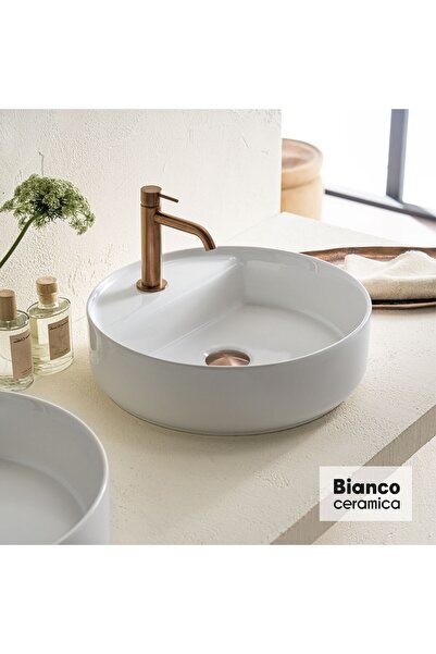 BIANCO CERAMICA Focus Eπιτραπέζιος Πορσελάνινος Νιπτήρας Ø42εκ Λευκό Γυαλιστερό