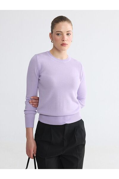 LC Waikiki Lcw Comfort Purple Crew Neck Women's Knitwear Sweater