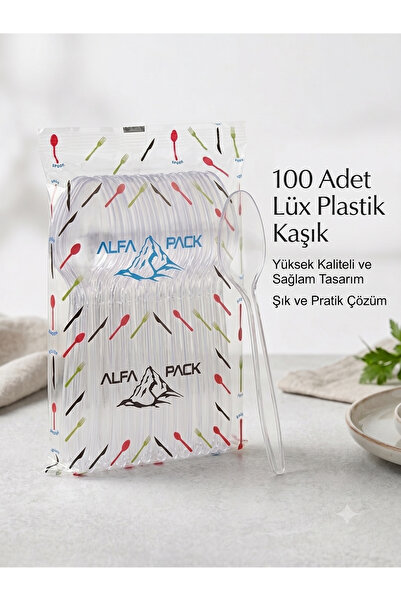 ALFAPACK LÜKS ŞEFFAF PLASTİK KAŞIK 100 LÜ PAKET