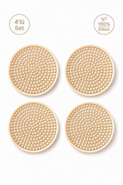 Siliconly 4 Pieces of Silicone Coasters, Coasters, 100% Silicone Coasters Ecru