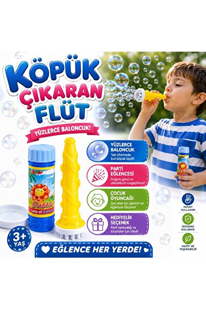 BKMC PARTY ⭐⭐⭐⭐⭐Köpük Çıkaran Flüt 2'li Set Baloncuk Oyuncağı Bubble Flute Kö...