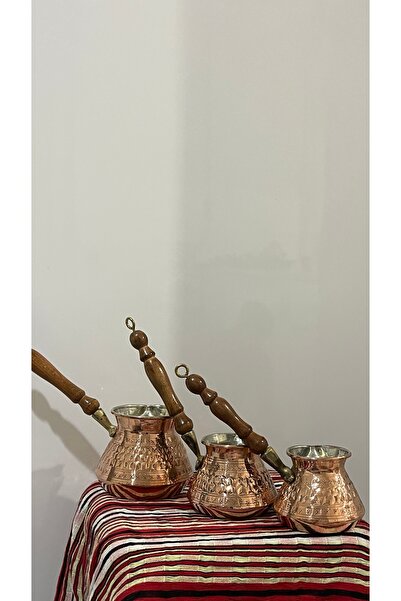 uzunoğlu bakır ürünleri Uzunoğlu Copper Copper 3-Piece Coffee Pot Set