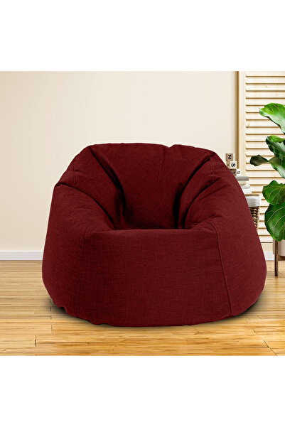 In House Solly Linen Bean Bag Chair - Small - Burgundy