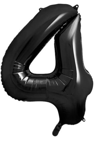Partydeco Balon numărul 4 negru 86cm