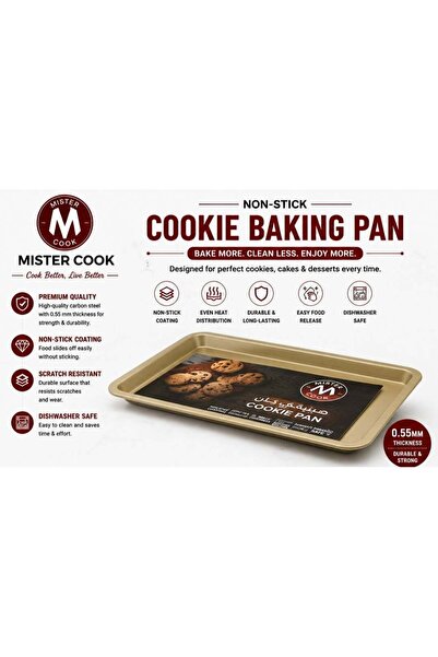 MISTERCOOK Mister Cook Non-Stick Cookie Baking Pan – Durable 0.55 mm Thicknes...
