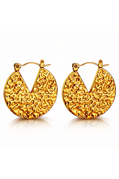 OEM Nova Disc gold earrings, made of stainless steel, with geometric, 18K gol...