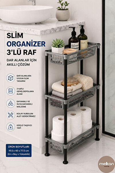 Melkan Home Raft Organizator Subțire cu 3 Niveluri – Organizator Multifuncțio...