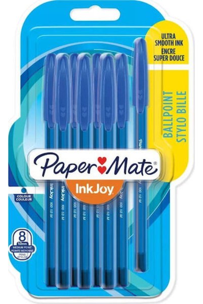 Other Papermate Στυλό διαρκείας Inkjoy 100, 8 τεμάχια, με καπάκι, Μπλε