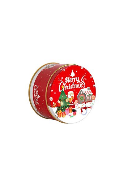 mutlu adım 8x4,2cm Metal Kutu Yılbaşı Merry Chrıstmas Noel Baba Ve Evli Kırmızı