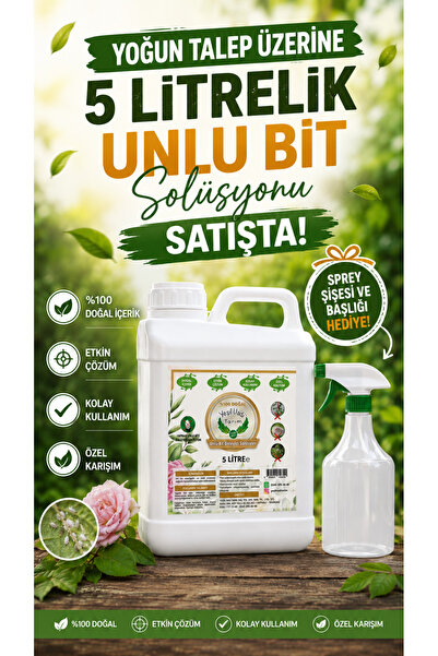YEŞİLVADİ YAPRAK BİTİ VE UNLU BİT ÖNLEYİCİ MUCİZE DOĞAL FORMÜL 5 LİTRE