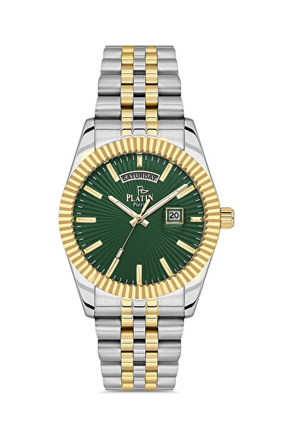 Platin Pierre Hds-1197Ga-D10 Steel Cord Calendar Men's Wristwatch