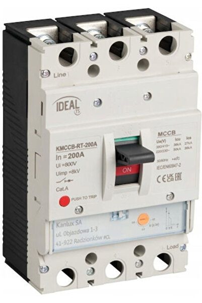 KANLUX Întrerupător automat compact (MCCB) Kmccb-rt-200a, reglare termică, 3 ...