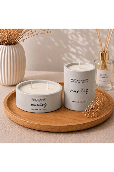Odunsu Kokulu Mum, Dekoratif Beton Mum Ikili Set