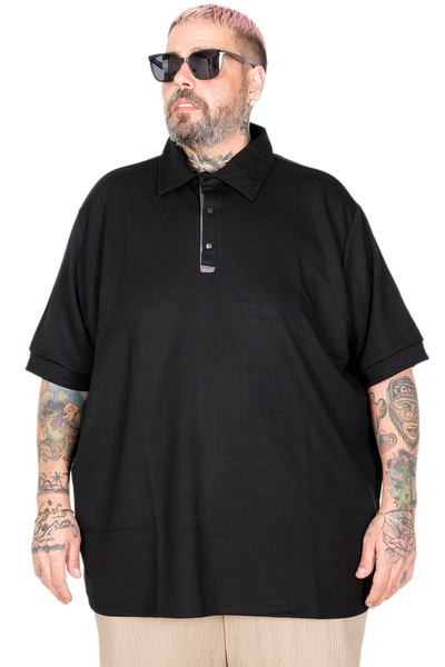ModeXL Mode XL Large Size T-Shirt Polo Collar U26581 Black