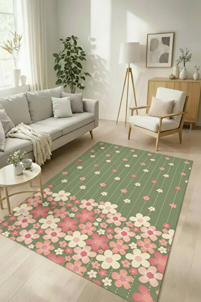 GECE HOME Dijital Kaymaz Baskılı Yıkanabilir Desenli Salon Halısı Mutfak Halı...