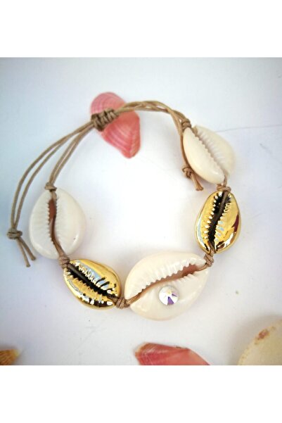 Handmade Βραχιόλι με κοχύλια και Swarovski