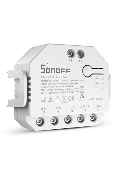 Sonoff smart διακόπτης DUALR3, 2-Gang, WiFi, 15A, λευκός