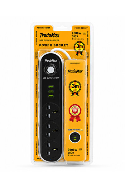 Generic 2000W Power Strip with 3 Universal Electrical Outlets and 3 USB Ports...