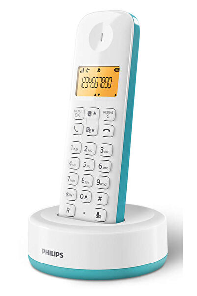 Philips ασύρματο τηλέφωνο D1601T-34, με ελληνικό μενού, λευκό-πράσινο