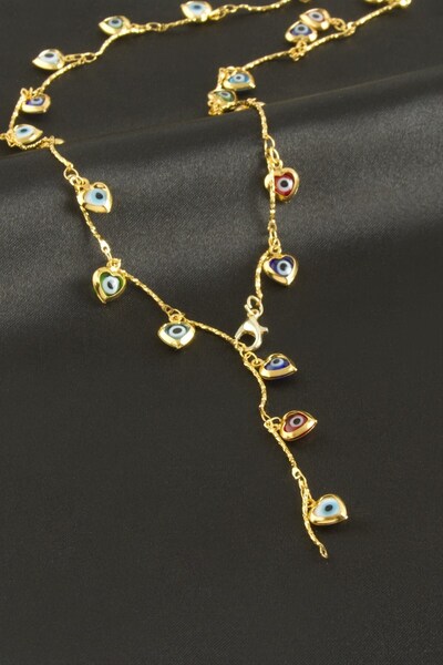 Marsilyan Heart Evil Eye Enamel Y Necklace Ilkel-Bjt940