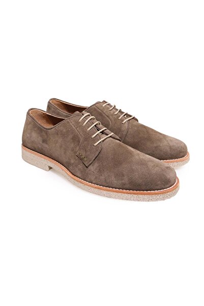 FRANCO CALVANI Khaki Color Lace-Up Genuine Leather Suede Men's Shoes