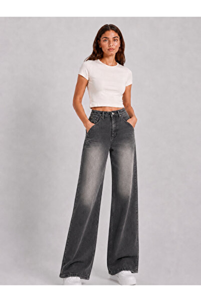 FİVA JEANS Women's High Waist Loose Wide Leg Casual Jean Denim Pants Comforta...