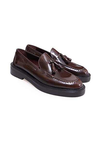 FRANCO CALVANI Brown Laceless Genuine Leather Leather Sole Men's Shoes