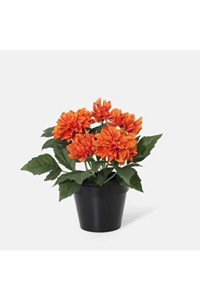 Danube Home Fernza Artificial Dahlia Plant 26cm Orange Potted Indoor Flower