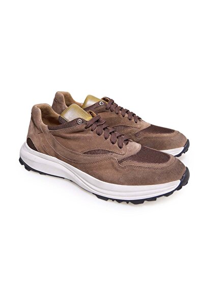 FRANCO CALVANI Brown Lace-Up Genuine Leather Suede Men's Shoes
