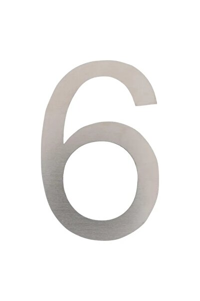 OEM Metal door number, number 6, self-adhesive, stainless steel, 75 mm, Bossram