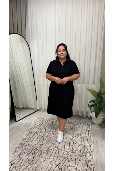Butik Polo Yaka Petek Kumaş Cep Detaylı Elbise