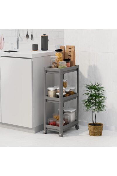 Yıldızan وحدة رفوف بعجلات من ysf shop Peggy ذات 3 طبقات - منظم للمساحات الضيق...