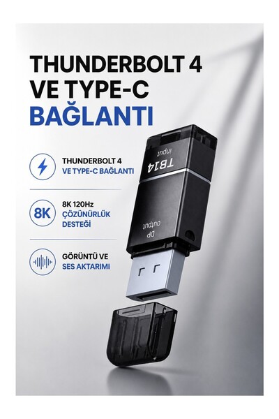 Pmr Thunderbolt 4 Type-C to Displayport Dp Adapter 8K 120Hz Image and Audio Transfer