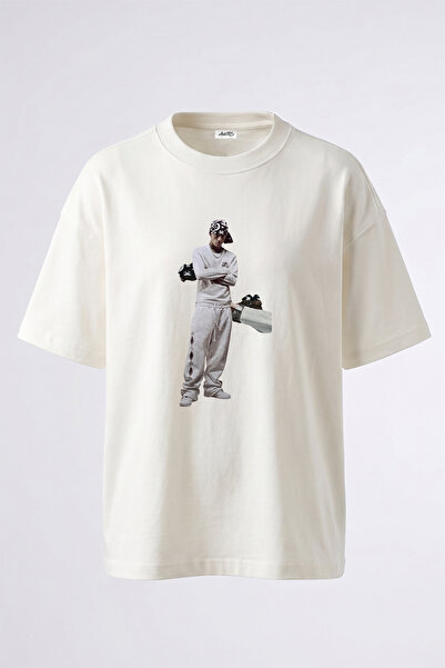 Anetos Bonez Mc Design Printed Unisex Oversize White Tshirt
