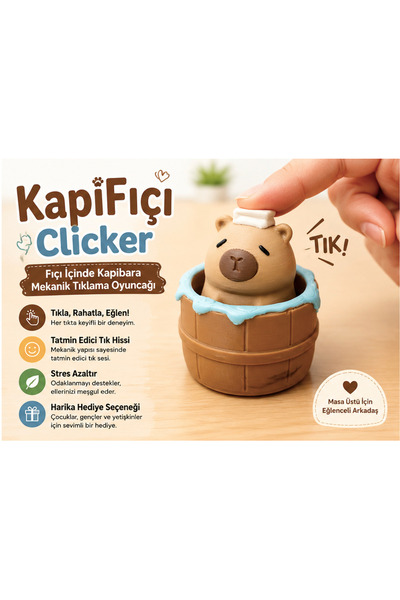 Omral TEKNOLOJİ KapiFıçı Clicker – Fıçı İçinde Kapibara Figürlü Mekanik Tıkla...