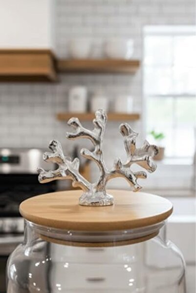 Yıldızan Msa Shop 1400 ml Borosilicate Glass Jar - Silver Coral Figure Luxury...