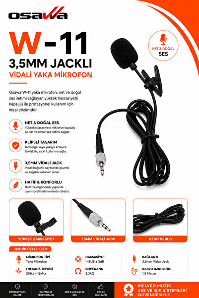 OSAWA W-11 YAKA MİKROFON (3,5mm VİDALI)