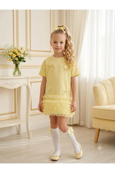 aykidsclup Girl's Yellow Ruffle Dress (Including Buckle and Socks) 1922