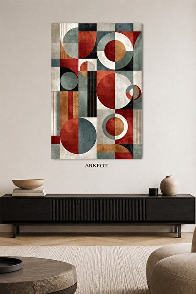 Arkeot Retro Geometri Kanvas Duvar Tablosu - Dekoratif Salon Tablo