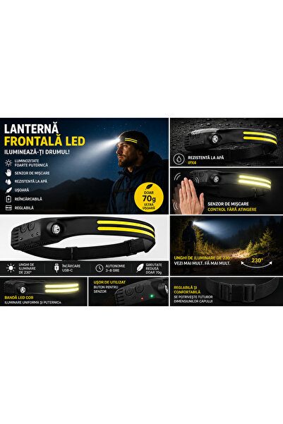OEM Lanterna frontala incarcare USB