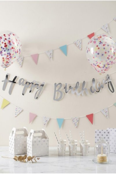 baloss fer لافتة عيد ميلاد سعيد فضية، زينة حفلات أعياد الميلاد، ديكورات معلقة بحروف فضية
