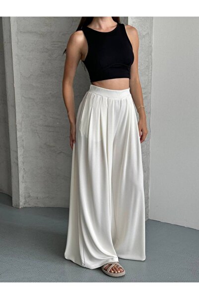 Butik Beyza Pleated Pocketed Wide Leg Shalwar Trousers