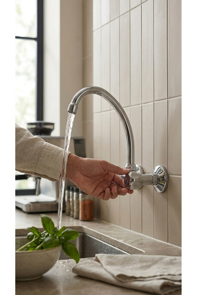 helemend Meglly Kitchen Mixer Tap Wall Mounted Chrome,Wall Water Tap Dual Han...