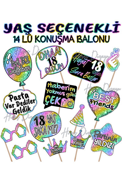 Hiras Dizayn Doğum Günü Partisi Yaş Seçenekli Kız Ve Erkek 14'lü Konuşma Balo...